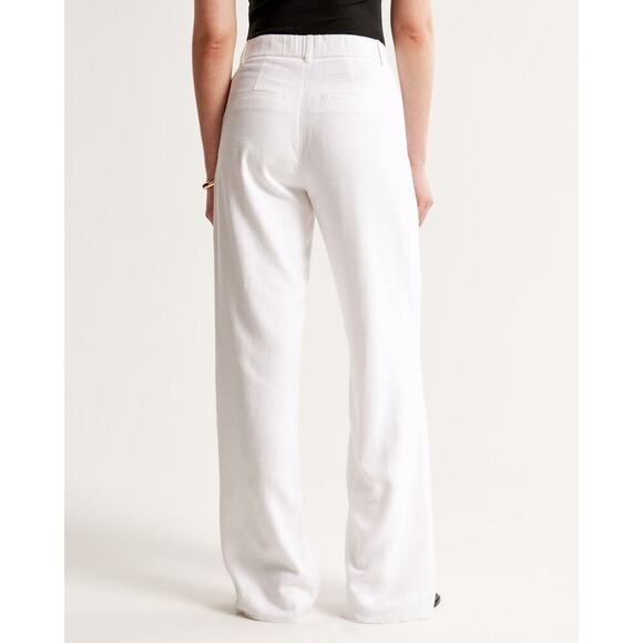 Abercrombie & Fitch White Sloane Low Rise Tailored Linen-Blend Pants Size 25 - Picture 2 of 6